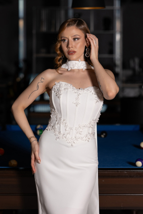 Partykleid Midi Weiß ABK2593