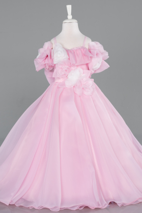Brautkleid für Kinder Lang Satin Puder ABG182