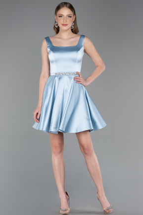 Partykleid Kurz Satin Eisblau ABK2606