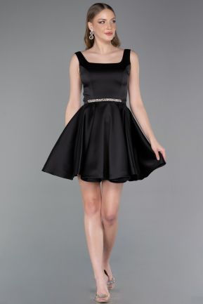 Partykleid Kurz Satin Schwarz ABK2606