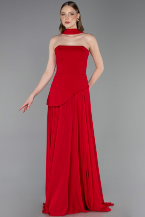 Abschlusskleid Lang Chiffon Rot ABU6042