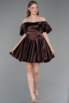 Partykleid Kurz Satin Braun ABK2605