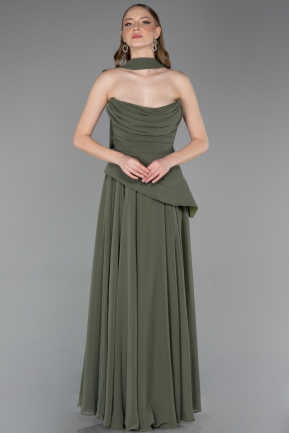 Khaki Abschlusskleid Chiffon Lang ABU5763