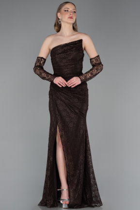 Abendkleid Lang Spitze Braun ABU6050