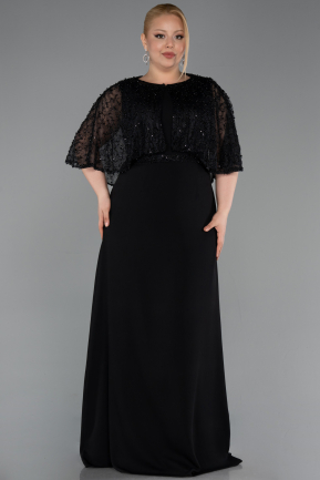 Abendgarderobe in Großen Größen Lang Chiffon Schwarz ABU6063