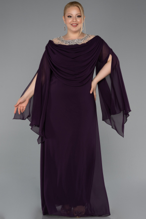 Abendkleid in Übergröße Lang Chiffon Violett dunkel ABU6068