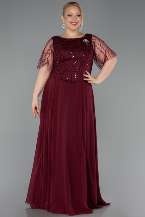 Kleider in Großen Größen Lang Chiffon Weinrot ABU6585