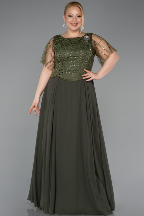Khaki Kleider İn Großen Größen Chiffon Lang ABU5554