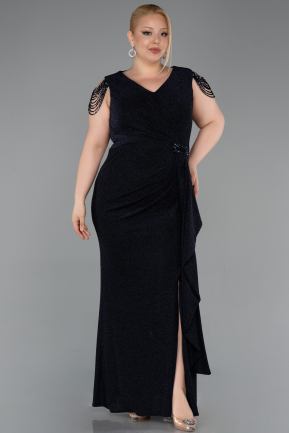 Abendkleid in Übergröße Lang Marineblau ABU5731
