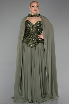 Khaki Abendkleid İn Übergröße Chiffon Lang ABU5940