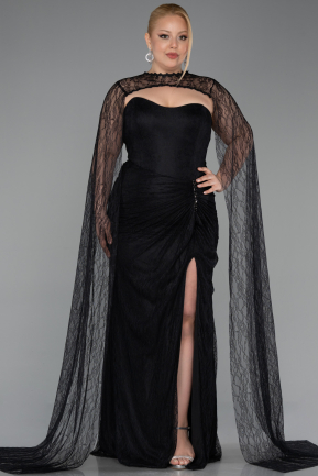 Abendkleid in Übergröße Lang Spitze Schwarz ABU6070