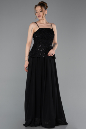 Abendkleid Lang Chiffon Schwarz ABU6076