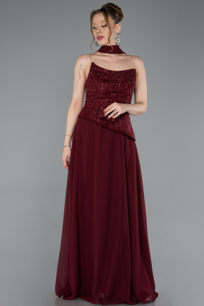 Abendkleid Lang Chiffon Weinrot ABU6081