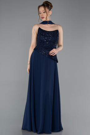 Abendkleid Lang Chiffon Marineblau ABU6081