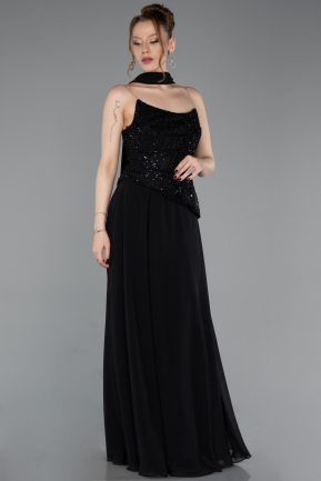 Abendkleid Lang Chiffon Schwarz ABU6081