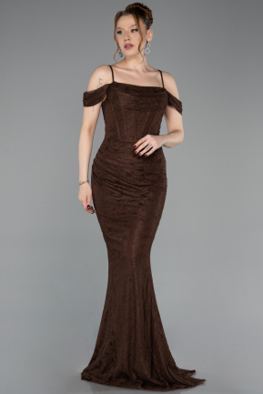 Abendkleid Lang Spitze Braun ABU6085