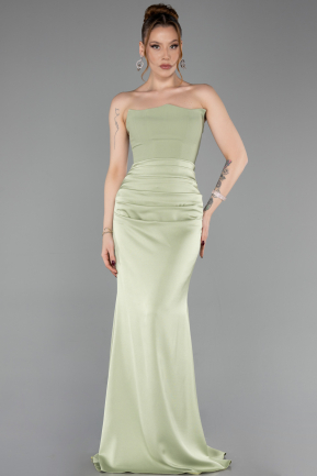 Abschlusskleid Lang Satin Pistaziengrün ABU6061