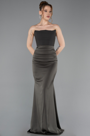 Abschlusskleid Lang Satin Khaki ABU6061