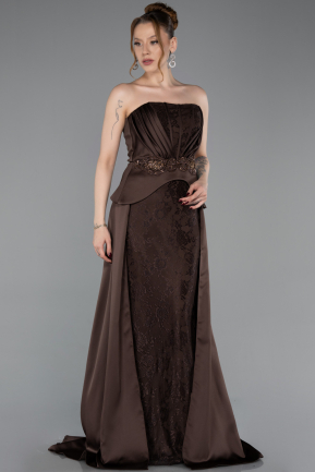 Braun Abendkleid Spitze Lang ABU5615