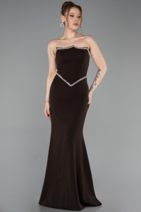 Abendkleid im Meerjungfrau-Stil Lang Braun ABU6092