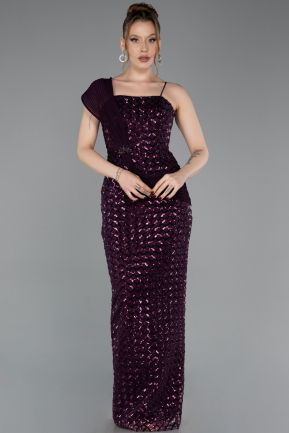 Abschlusskleid Lang Schuppig Violett dunkel ABU6075