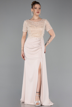 Abendkleid Lang Spitze Beige ABU6100