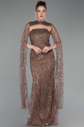 Abendkleid Lang Perlenbesetzt Kupfer ABU6104