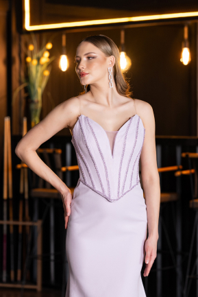 Lila Abendkleid Lang ABU5568