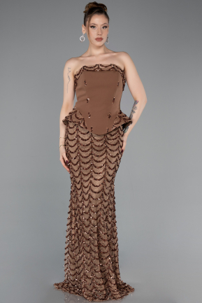 Kupfer Abendkleid Schuppig Lang ABU5919