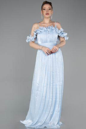 Abschlusskleid Lang Chiffon Eisblau ABU6110