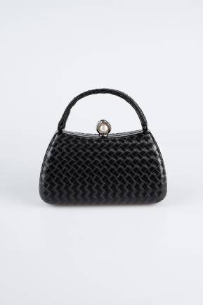 Abendtasche Leder Schwarz KC752