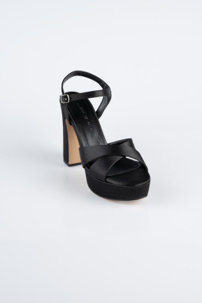 Plateauschuhe Satin Schwarz ABS2104