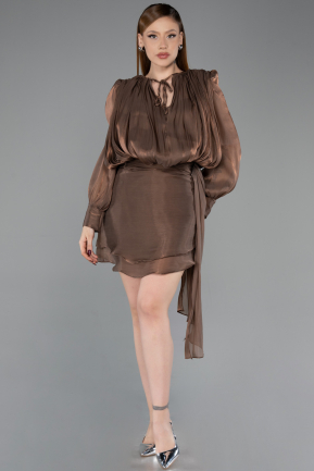 Partykleid Mini Chiffon Braun ABK2617