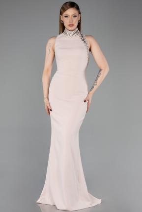 Abendkleid im Meerjungfrau-Stil Lang Beige ABU6128