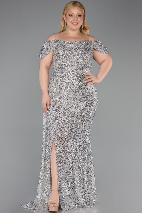 Beige Abendkleid İn Übergröße Lang ABU5232