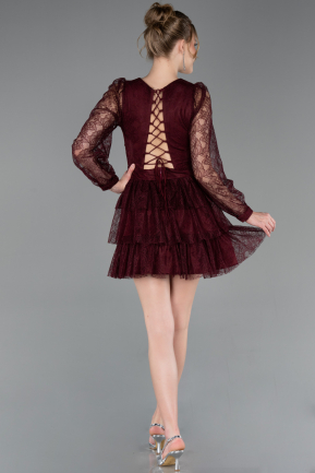 Partykleid Kurz Spitze Weinrot ABK2623