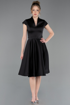 Partykleid Midi Satin Schwarz ABK2626