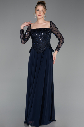 Abendkleid Lang Chiffon Marineblau ABU6157
