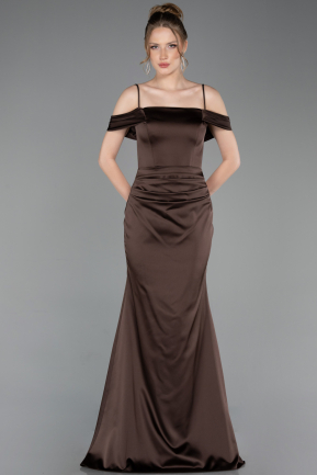 Abschlusskleid Lang Satin Braun ABU6158