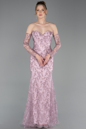 Abendkleid Lang Guipure Spitze Puder ABU6159