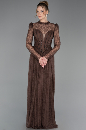 Abschlusskleid Lang Spitze Braun ABU6160