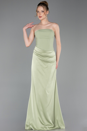 Abschlusskleid Lang Satin Pistaziengrün ABU6096
