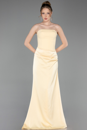 Abschlusskleid Lang Satin Gelb ABU6096