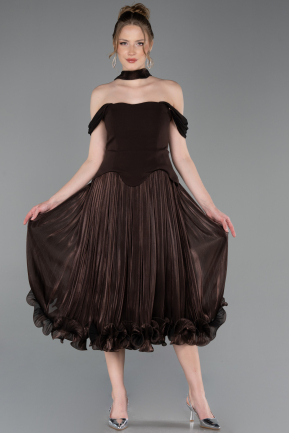 Partykleid Midi Chiffon Braun ABK2619