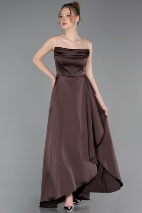 Abschlusskleid Lang Satin Braun ABU6130