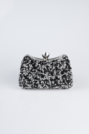 Schwarz-Silber Abendtasche SH828