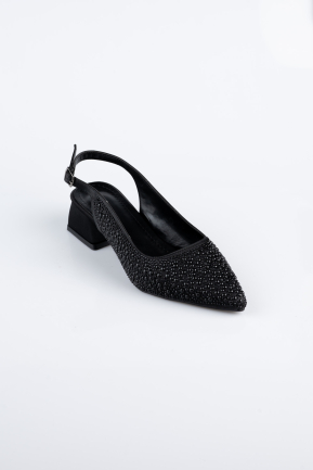 Schwarz Party-Schuhe Perlenbesetzt AB2100
