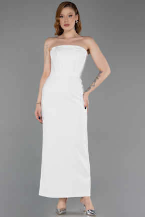 Abendkleid Midi Weiß ABK2628