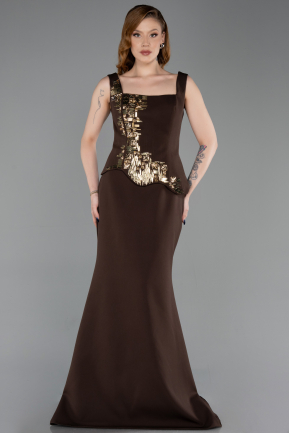 Braun Abendkleid İm Meerjungfrau-Stil Lang ABU5768