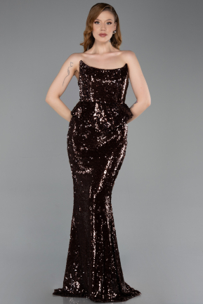 Abendkleid im Meerjungfrau-Stil Lang Braun ABU5721